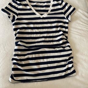 Old Navy Maternity Navy and White Striped Top